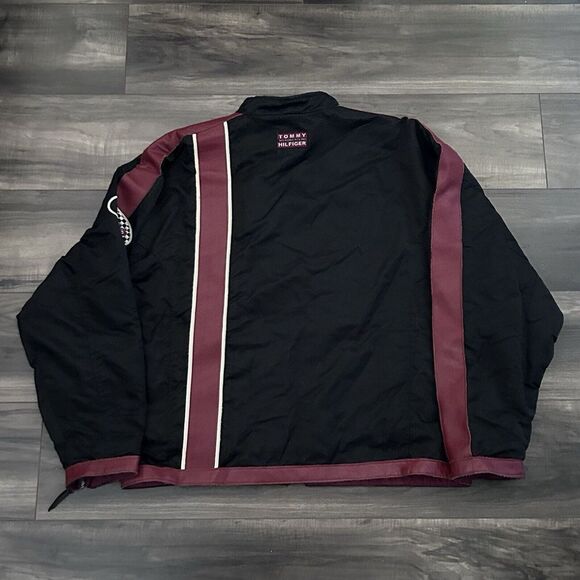Vintage Tommy Hilfiger Racing Motorcycle Jacket Patches Men's XL Black Nylon - Picture 10 of 13